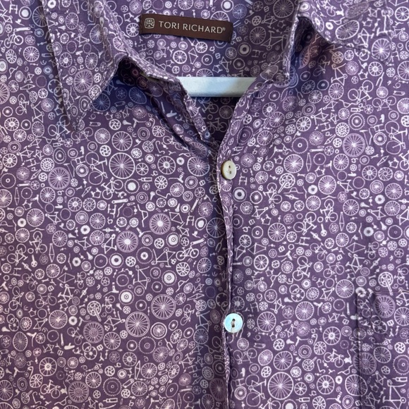 Tori Richard Hawaii Purple Wheel Spoke Short Sleeve Button Down Shirt Mens XL - Picture 4 of 6